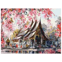 Pictură pe numere BrushMe Templu thailandez RBS3259 40 x 30 cm / Orizontală