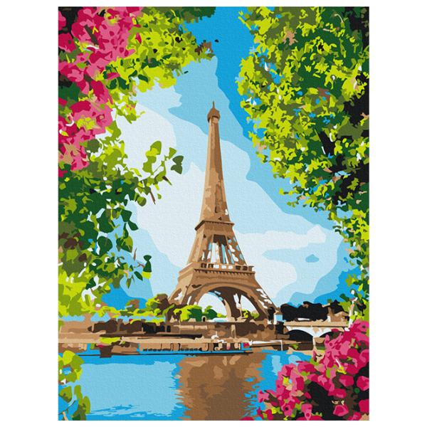 Pictură pe numere BrushMe Privirea înflorită spre Turnul Eiffel RBS52706 40 x 30 cm / Verticală photo 1 Pictură pe numere BrushMe Privirea înflorită spre Turnul Eiffel RBS52706 40 x 30 cm / Verticală photo 1
