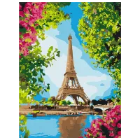 Картина по номерам BrushMe Цветочный вид на Эйфелевую башню RBS52706 40 x 30 cm / Вертикальная