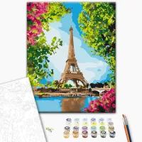 Pictură pe numere BrushMe Privirea înflorită spre Turnul Eiffel RBS52706 40 x 30 cm / Verticală photo 2