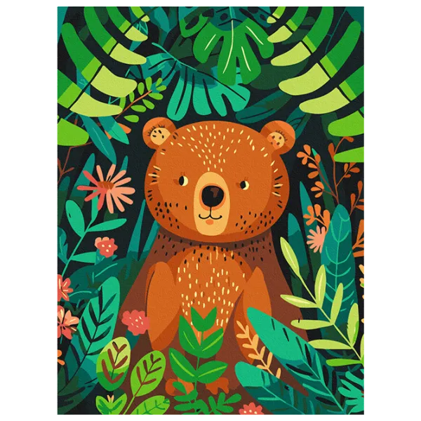 Pictură pe numere BrushMe Ursuleț în junglă KBS0158 40 x 30 cm / Verticală photo 1 Pictură pe numere BrushMe Ursuleț în junglă KBS0158 40 x 30 cm / Verticală photo 1