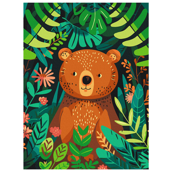 Pictură pe numere BrushMe Ursuleț în junglă KBS0158 40 x 30 cm / Verticală photo 1 Pictură pe numere BrushMe Ursuleț în junglă KBS0158 40 x 30 cm / Verticală photo 1