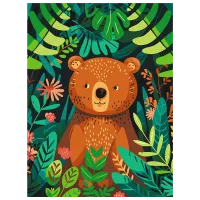 Pictură pe numere BrushMe Ursuleț în junglă KBS0158 40 x 30 cm / Verticală