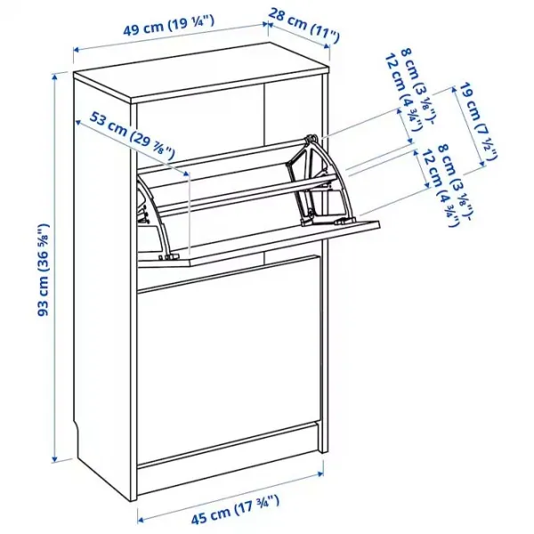 Обувной шкаф Ikea Bissa 93 x 49 x 28см /Wood /Wood photo 2