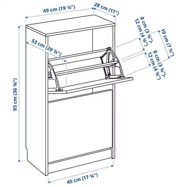 Обувной шкаф Ikea Bissa 93 x 49 x 28см /Wood /Wood photo 2