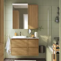 Dulap suspendat pentru baie Ikea 5703351 MDF / Stejar deschis photo 2