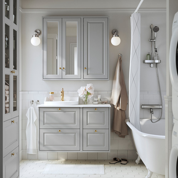 подвеснои шкаф для ваннои комнаты Ikea 5703654  МДФ / Grey photo 2
