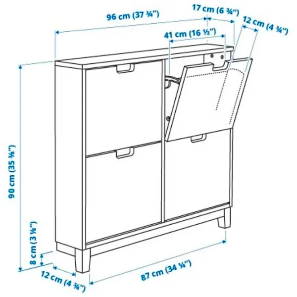 Обувной шкаф Ikea Stall 90 x 96 x 17см /White /Белый photo 6