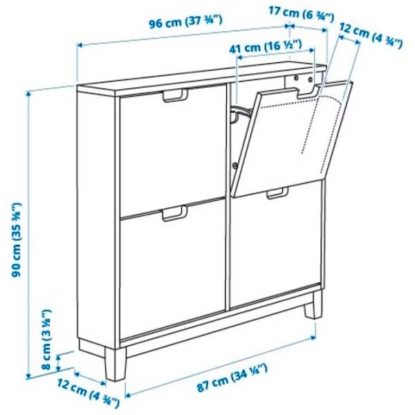 Обувной шкаф Ikea Stall 90 x 96 x 17см /White /Белый photo 6