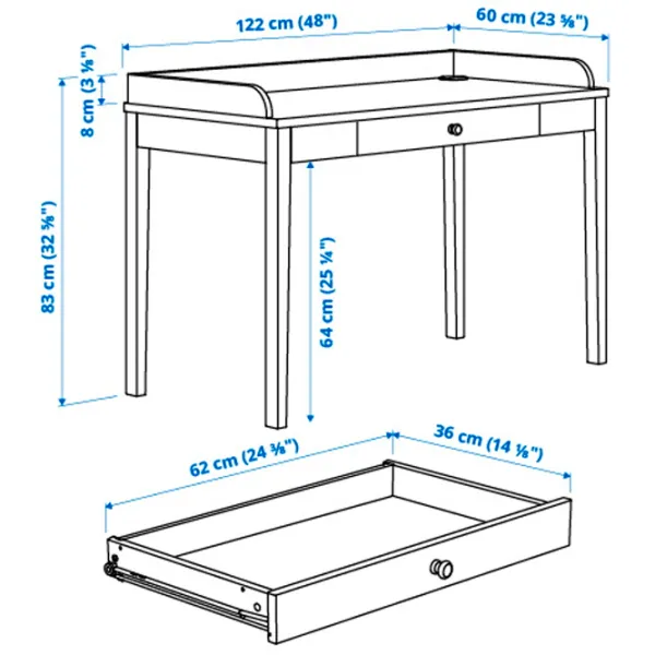 Masă de birou Ikea Smyga PAL/ Stejar Sonoma photo 6