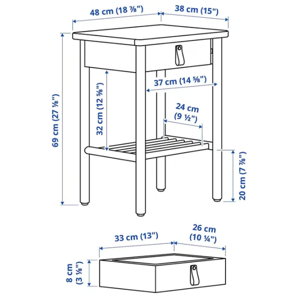 Noptiere Ikea Bjorksnas 69 x 48 x 38 / Masiv / Lemn natural photo 4 Noptiere Ikea Bjorksnas 69 x 48 x 38 / Masiv / Lemn natural photo 4