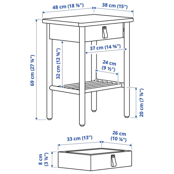 Noptiere Ikea Bjorksnas 69 x 48 x 38 / Masiv / Lemn natural photo 4 Noptiere Ikea Bjorksnas 69 x 48 x 38 / Masiv / Lemn natural photo 4