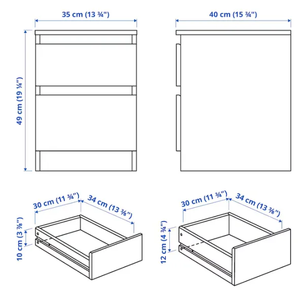 Noptiere Ikea Kullen 49 x 35 x 40 / PAL / White photo 5