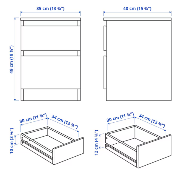 Noptiere Ikea Kullen 49 x 35 x 40 / PAL / White photo 5