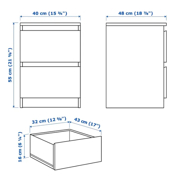 Тумбочки Ikea Malm 2 55 x 40 x 48см / ЛДСП / Silver photo 2 Тумбочки Ikea Malm 2 55 x 40 x 48см / ЛДСП / Silver photo 2