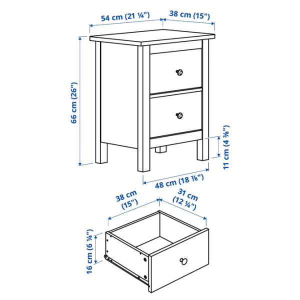 Тумбочки Ikea Hemnes 66 x 56 x 38см / ЛДСП / White photo 2 Тумбочки Ikea Hemnes 66 x 56 x 38см / ЛДСП / White photo 2