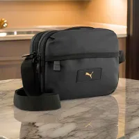 Geantă de umăr Puma Essentials Pu Crossbody Bag / Gold Black / 2l photo 4