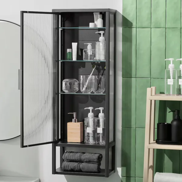 подвеснои шкаф для ваннои комнаты Ikea Mossjon  Сталь / Antracite photo 4