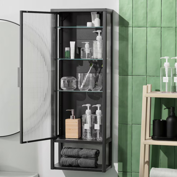 подвеснои шкаф для ваннои комнаты Ikea Mossjon  Сталь / Antracite photo 4