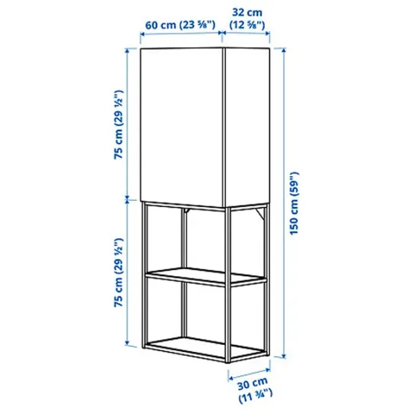 подвеснои шкаф для ваннои комнаты Ikea Enhet Сталь / Белый photo 2