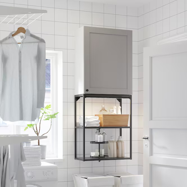подвеснои шкаф для ваннои комнаты Ikea Enhet Сталь / Grey photo 4