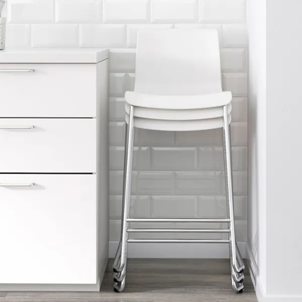 Scaun de bar Ikea Glenn  Plastic / Oțel / White photo 2 Scaun de bar Ikea Glenn  Plastic / Oțel / White photo 2