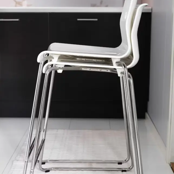 Scaun de bar Ikea Glenn  Plastic / Oțel / White photo 3 Scaun de bar Ikea Glenn  Plastic / Oțel / White photo 3