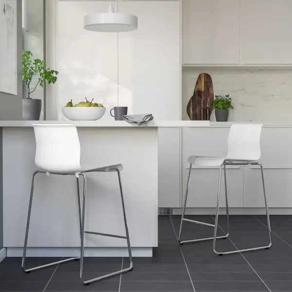 Scaun de bar Ikea Glenn  Plastic / Oțel / White photo 5 Scaun de bar Ikea Glenn  Plastic / Oțel / White photo 5
