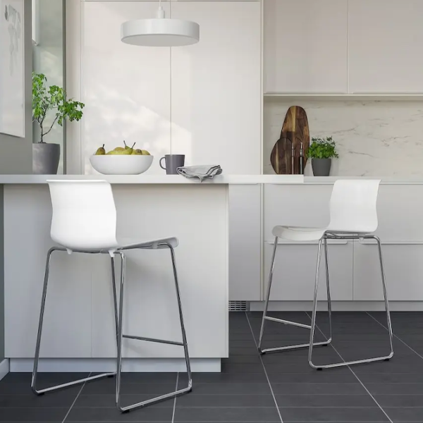 Scaun de bar Ikea Glenn  Plastic / Oțel / White photo 6 Scaun de bar Ikea Glenn  Plastic / Oțel / White photo 6
