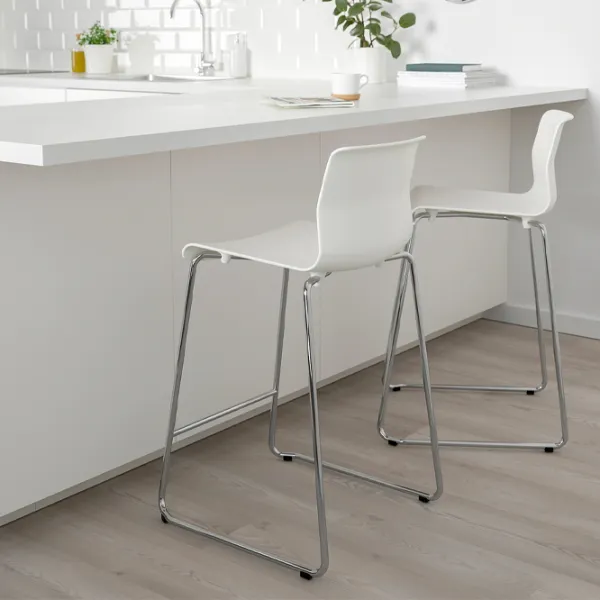 Scaun de bar Ikea Glenn  Plastic / Oțel / White photo 7 Scaun de bar Ikea Glenn  Plastic / Oțel / White photo 7
