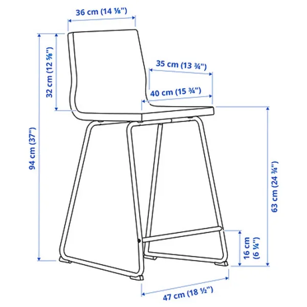 Барный стул Ikea Lillanas  Ткань / Металл / Grey photo 7 Барный стул Ikea Lillanas  Ткань / Металл / Grey photo 7