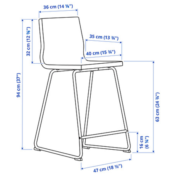 Барный стул Ikea Lillanas  Ткань / Металл / Grey photo 8 Барный стул Ikea Lillanas  Ткань / Металл / Grey photo 8