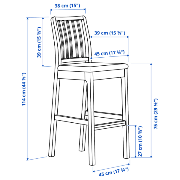 Барный стул Ikea Ekedalen Ткань / МДФ / Grey photo 2 Барный стул Ikea Ekedalen Ткань / МДФ / Grey photo 2