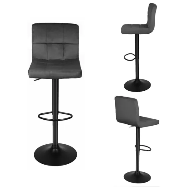 Scaun de bar ML-Mobila SB-044 Catifea / Metal / Gray photo 2