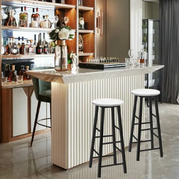 Scaun de bar Costway HW63901WH  PAL / Metal / White photo 4