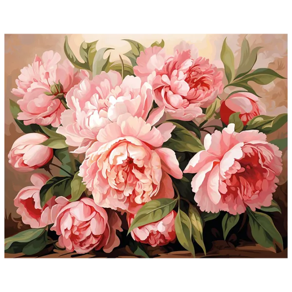 Pictură pe numere Art Gallery Bujori roz GX46272 50 x 40 cm / Orizontală photo 1