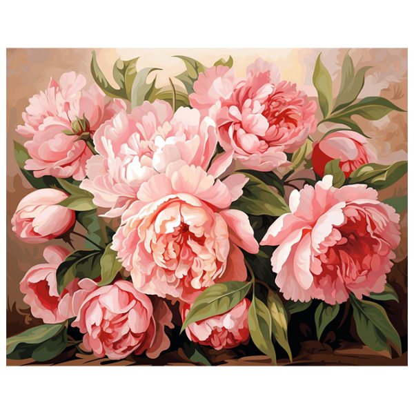 Pictură pe numere Art Gallery Bujori roz GX46272 50 x 40 cm / Orizontală photo 1