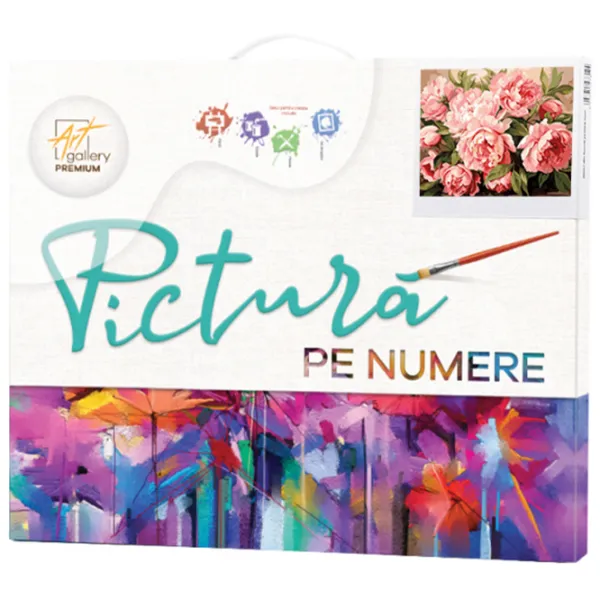 Pictură pe numere Art Gallery Bujori roz GX46272 50 x 40 cm / Orizontală photo 3