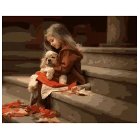 Картина по номерам Art Gallery Девочка с собачкой GX31998 50 x 40 см / Горизонтальная