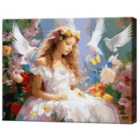 Картина по номерам Art Gallery Принцесса среди голубей GX46485 50 x 40 см / Горизонтальная photo 2