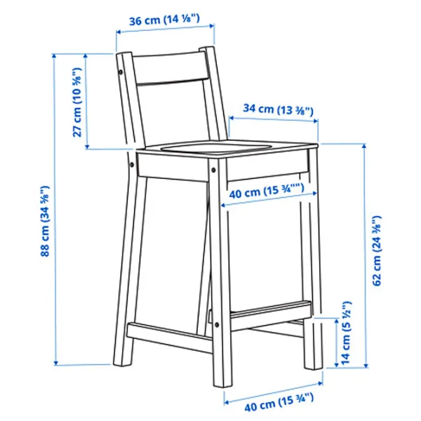 Scaun de bar Ikea Nordviken Furnir / Furnir / White photo 5