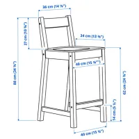 Scaun de bar Ikea Nordviken Furnir / Furnir / White photo 5