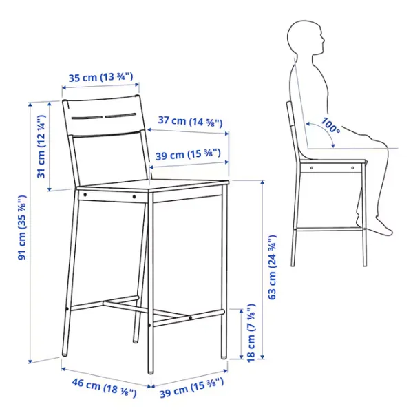 Барный стул Ikea Sandsberg Фанера / Сталь / Коричневый photo 2