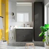 Шкаф пенал Ikea Havback Настенная / ДСП / Тёмно-серый photo 2