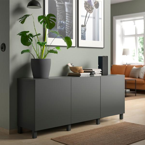 Комод Ikea Besta/Lappviken/Stubbarp 74 x 180 x 42см / МДФ / Тёмно-серый photo 3