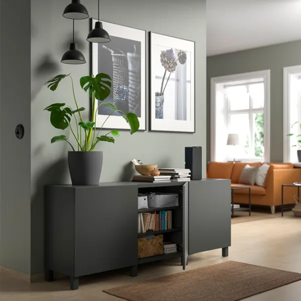 Комод Ikea Besta/Lappviken/Stubbarp 74 x 180 x 42см / МДФ / Тёмно-серый photo 4