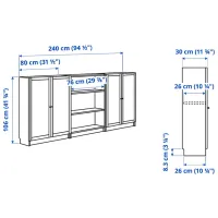 Comodă Ikea Billy/Oxberg 106 x 240 x 30 / MDF / Imitație Stejar Negru photo 8