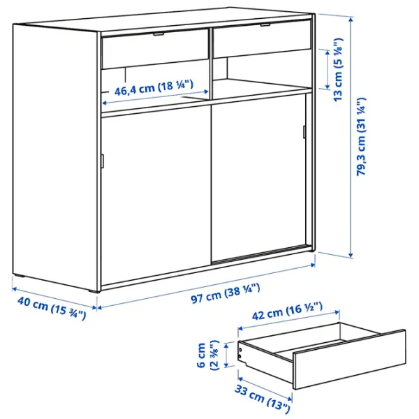 Комод Ikea Spiksmed  79.3 x 195 x 40см / МДФ / Серый  photo 7