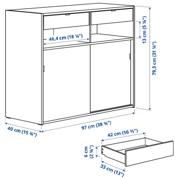 Комод Ikea Spiksmed  79.3 x 195 x 40см / МДФ / Серый  photo 7