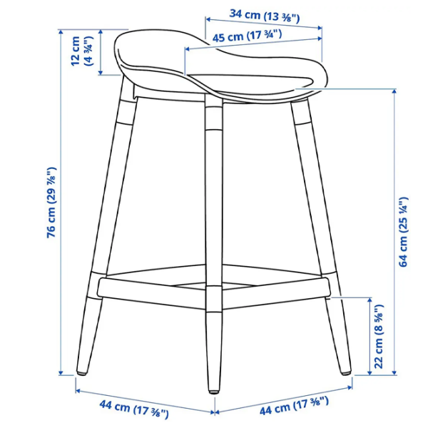 Scaun de bar Ikea Gronsta Plastic / Lemn / White photo 4 Scaun de bar Ikea Gronsta Plastic / Lemn / White photo 4